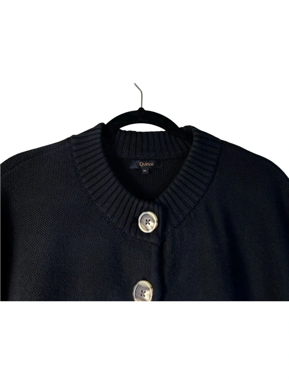 QUINCE 100% Organic Cotton Cropped Cardigan Black Size XL Extra Large - Picture 5 of 5